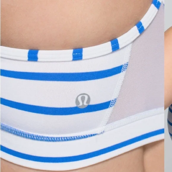 LULULEMON Blue & White Stripe Flow Y Bra size 4 - Picture 4 of 11